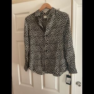 NWT Saint Laurent Pois Foan Intermediaire Polka Dot Blouse Top Shirts, 38